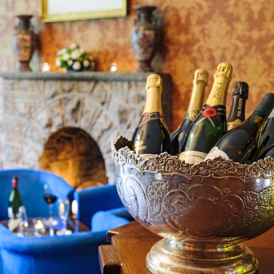 Champagne at the bar - Tre-Ysgawen Hall Hotel & Spa, Isle of Anglesey