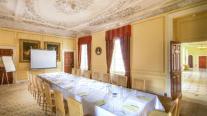 Meeting room set boardroom style - Hintlesham Hall Hotel, Suffolk