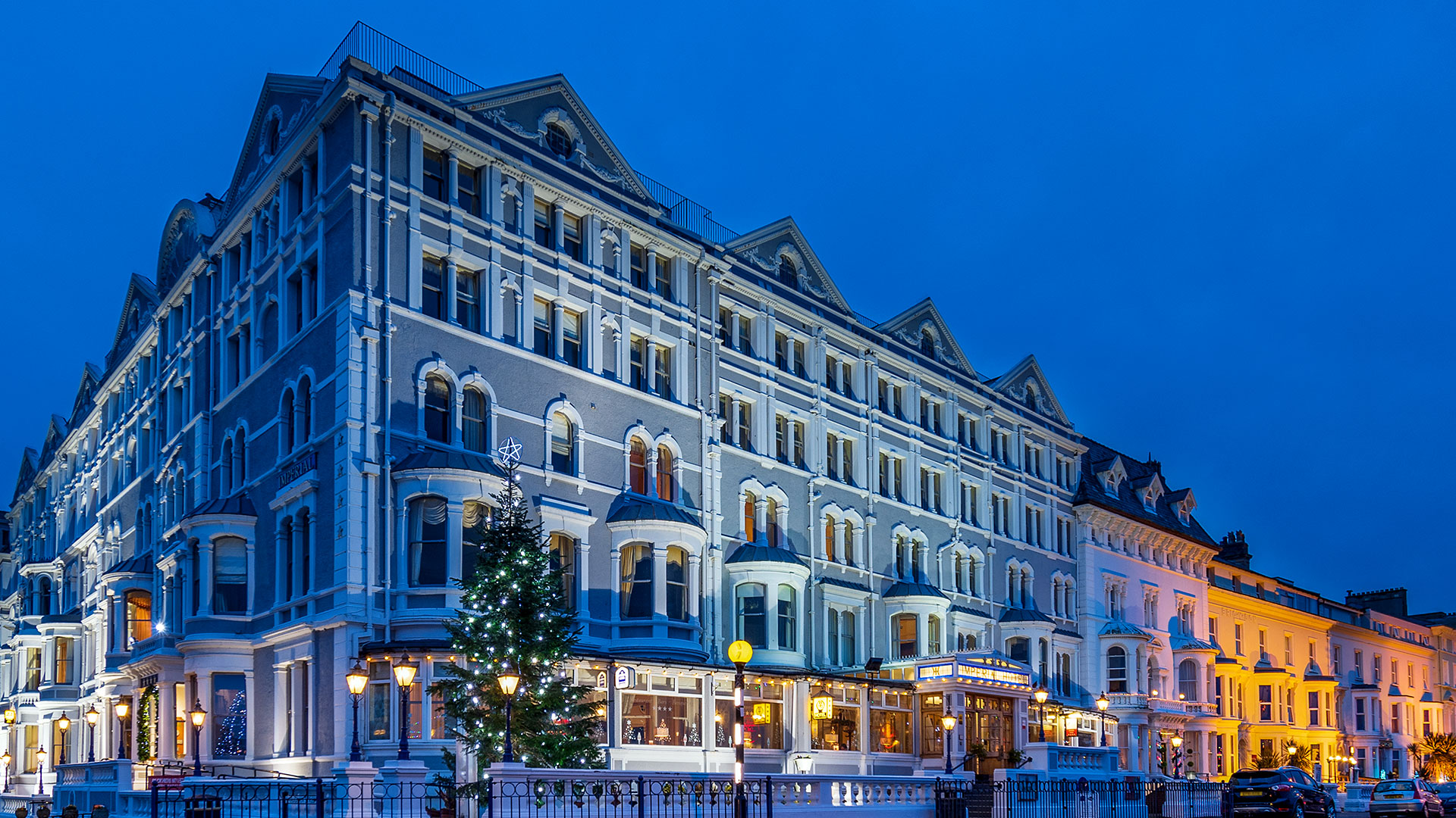 The Imperial Hotel lit up at night - Imperial Hotel, Llandudno
