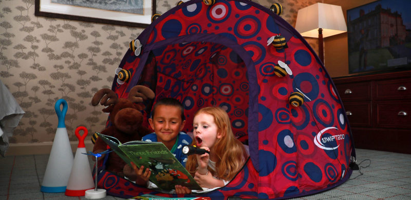 Children's in-room camping experience at the Dalmahoy Hotel & Country Club, Edinburgh