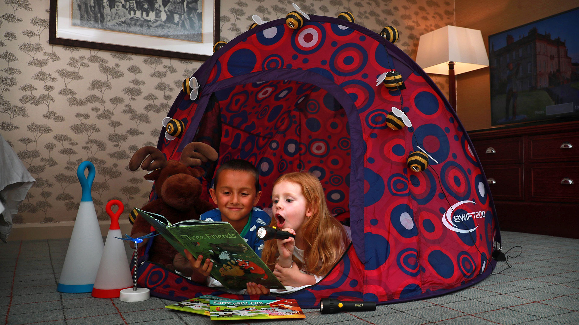 Children's in-room camping experience at the Dalmahoy Hotel & Country Club, Edinburgh