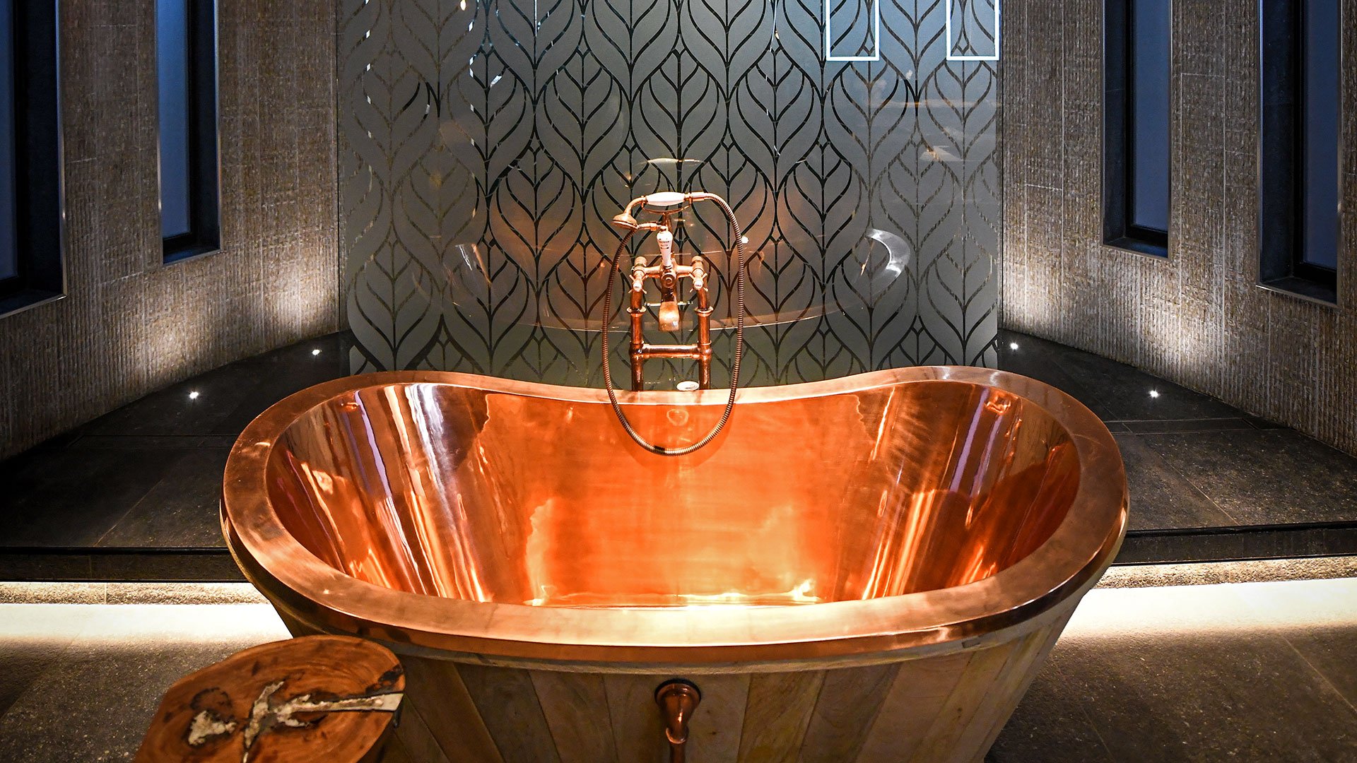 Copper bath in a treehouse room - Ramside Hall Hotel, Durham