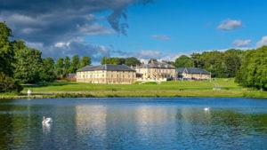 Exterior shot of the hotel from across the lake - Hardwick Hall Hotel, Sedgefield