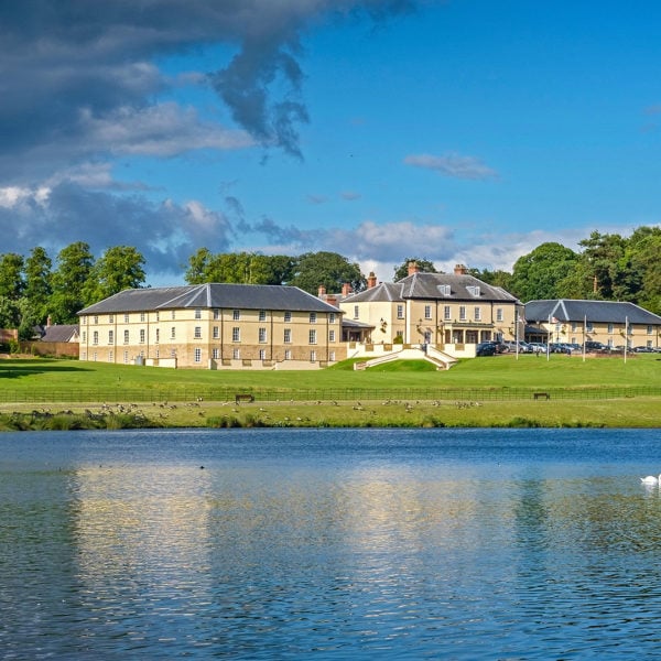 Exterior shot of the hotel from across the lake - Hardwick Hall Hotel, Sedgefield