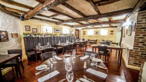 Rib Room restaurant set for dinner - Hardwick Hall Hotel, Sedgefield