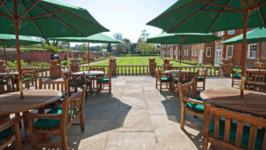 Garden terrace overlooking the lawn - The Jockey Club Rooms, Newmarket