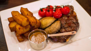 Steak and chips in the Foodworks Restaurant - Lancaster House Hotel, Lancaster