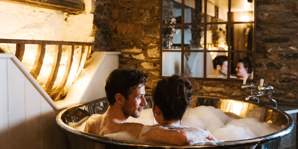 Couple enjoying the spa hot tub - The Midland, Morecombe