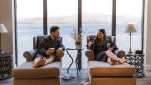 Couple enjoying the spa relaxation room - The Midland, Morecombe