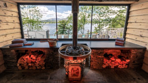 The sauna overlooking the lake - The Midland, Morecombe