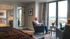 Sitting area overlooking the lake in the Windander Oak Suite - Low Wood Bay Resort, Lake Windermere