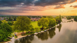 Aerial view of the hotel and the River Thames - The Lensbury, Teddington