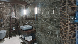 The bathroom in a Superior Room - Aldwark Manor Hotel, York