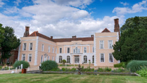 Grand hotel exterior in the sunshine - Hintlesham Hall Hotel, Suffolk