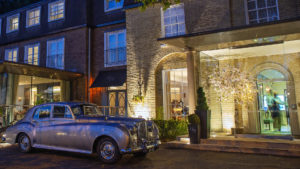 bentley in front of gonville hotel, cambridge