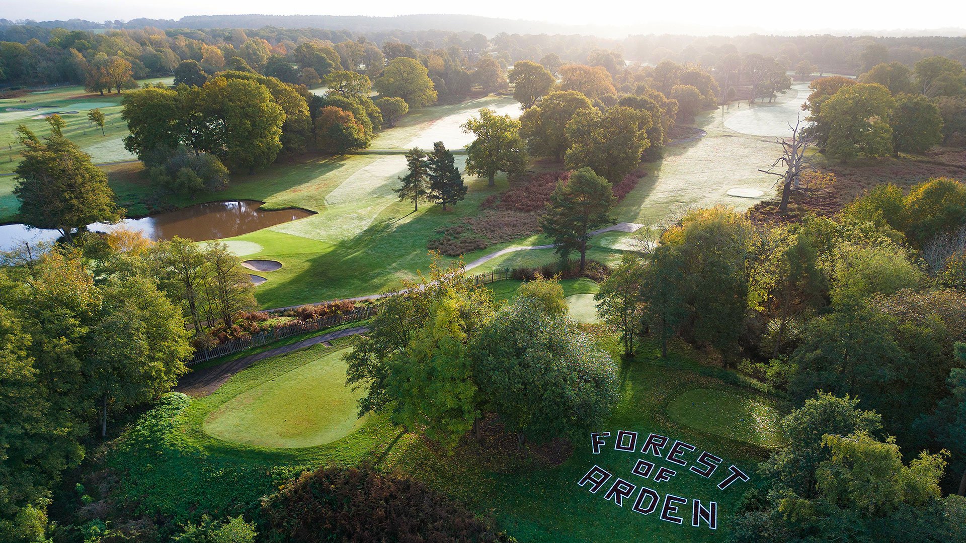 Stunning aerial view showcasing the golf course at Forest of Arden Hotel, Birmingham Meriden