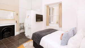 Berkeley Square Hotel, Bristol, Berkeley suites deluxe suite bedroom view - Classic British Hotel