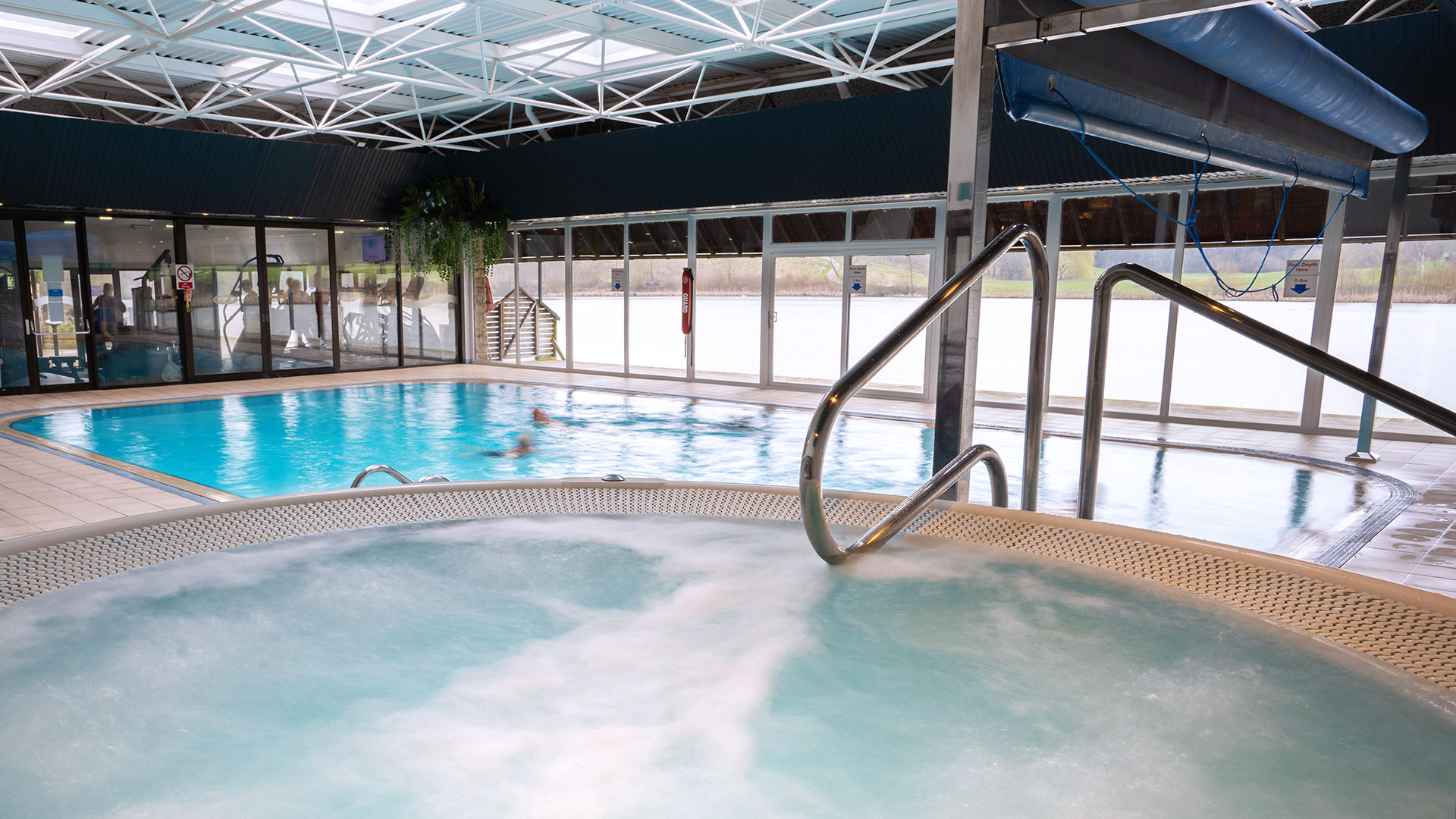 Lake level swimming pool at Waterton Park Hotel