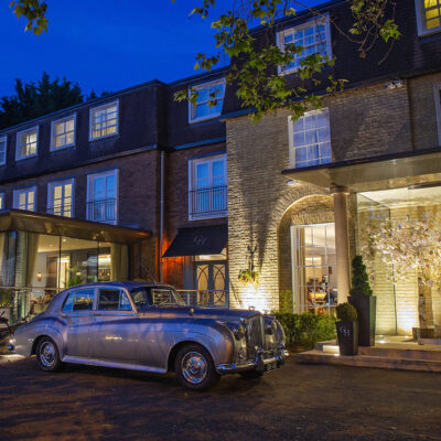 Bentley parked in front of Gonville hotel, Cambridge - Classic British Hotels