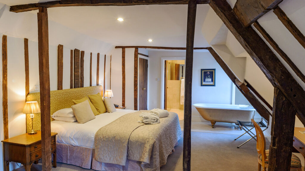 Large Principal Double Room Arcadia at Hintlesham Hall Hotel, Suffolk, offering spacious luxury and refined style - Classic British Hotels